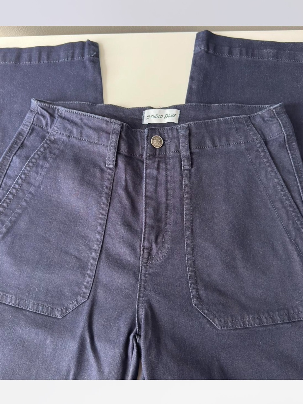 Studio Blue Straight-Leg High-Rise Jeans in Deep Navy